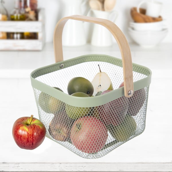 Stiepļu metāla uzglabāšanas grozs 24,5x24,5x30 cm Greenish – Orion-image-1