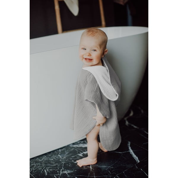 Pelēks muslīna bērnu pončo M izmēra – Malomi Kids-image-1