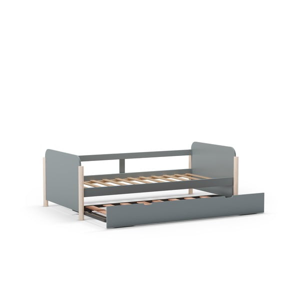 Dūmakaini zaļa priedes masīvkoka izvelkama bērnu gulta ar redelēm 90x190 cm Enola – Marckeric-image-3