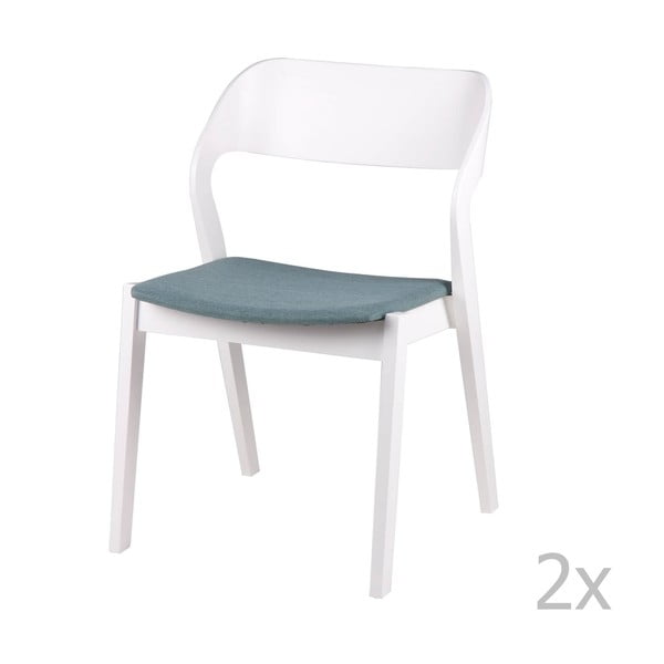 2 baltu krēslu komplekts ar piparmētru zaļu sēdekļa spilvenu sømcasa Bianca