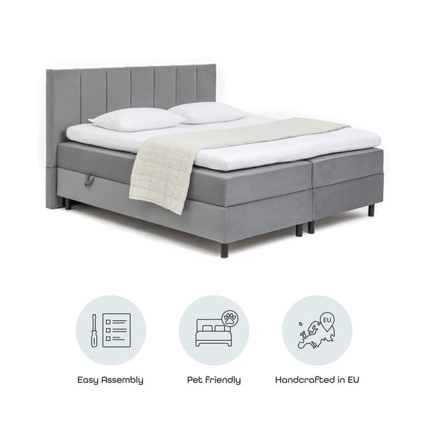 Pelēka atsperu gulta ar veļas kasti 180x200 cm Elva Bold Line – Bonami Selection-image-4