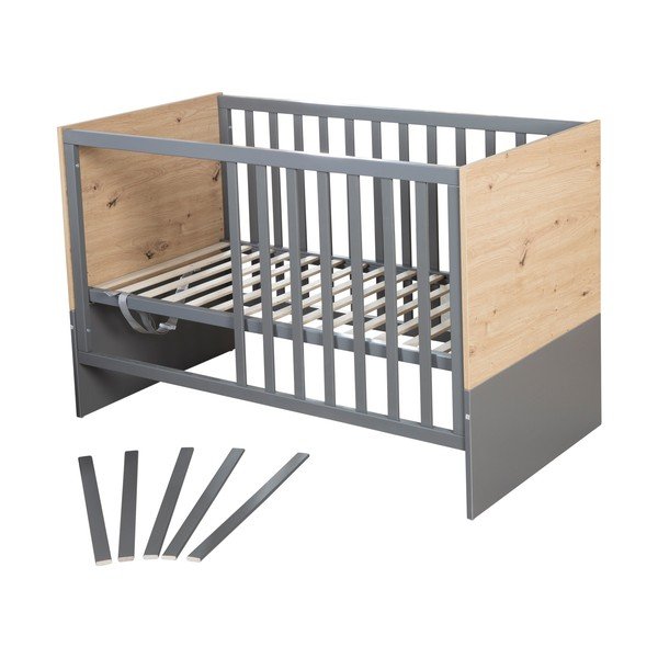 Pelēka/dabīga toņa bērnu gultiņa 60x120 cm Anna – Roba-image-2