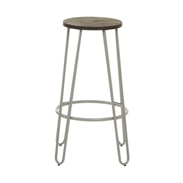 Pelēka/tumša dabīga toņa gobas masīvkoka bāra taburete (sēdekļa augstums 75 cm) District – Premier Housewares-image-2