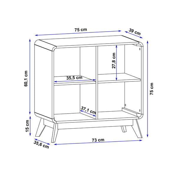 Dabīga toņa grāmatplaukts ar ozolkoka imitāciju 75x75 cm Caitlin – Støraa-image-3