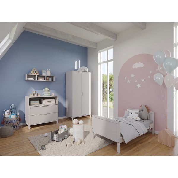 Krēmkrāsas bērnu drēbju skapis 89x180x54 cm Alkmaar – Germania-image-1