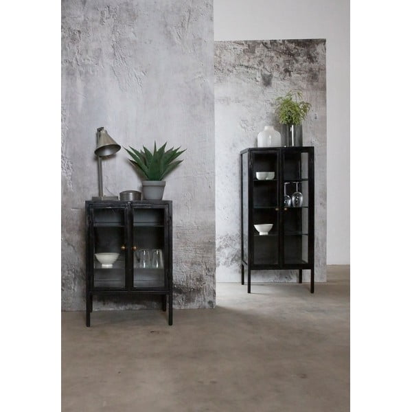 Melna vitrīna Canett Nino, augstums 131 cm-image-2