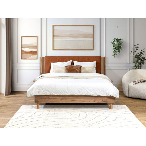 Oranža divvietīga gulta ar redelēm 160x200 cm Lior – Bobochic Paris-image-1