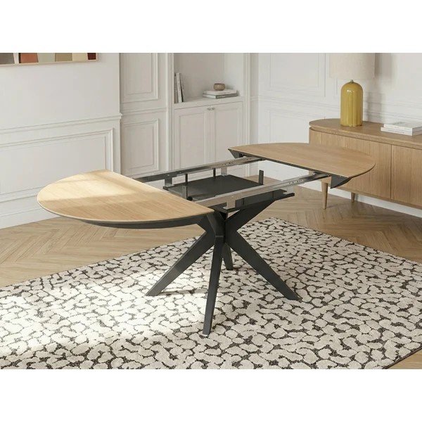 Apaļš izvelkams ēdamgalds ar papildu galda virsmu ar ozolkoka imitācijas galda virsmu ø 127 cm Judith – Bobochic Paris-image-4
