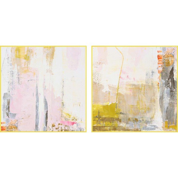 Drukātas gleznas  uz audekla ar krāsotiem elementiem (2 gab.) 41,5x41,5 cm New Age Yellow – Malerifabrikken