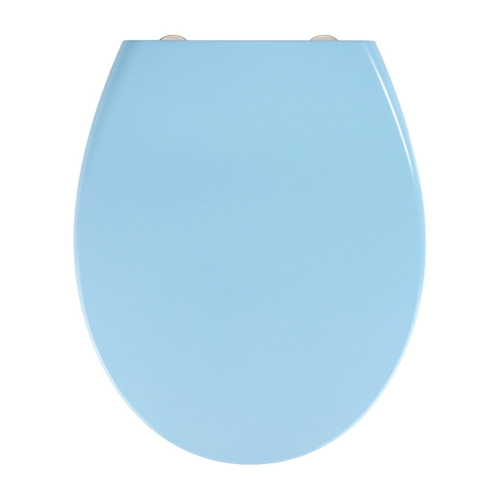 Gaiši zils viegli aizverams tualetes poda sēdeklis Wenko Samos, 44,5 x 37,5 cm