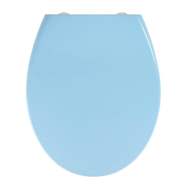 Gaiši zils viegli aizverams tualetes poda sēdeklis Wenko Samos, 44,5 x 37,5 cm