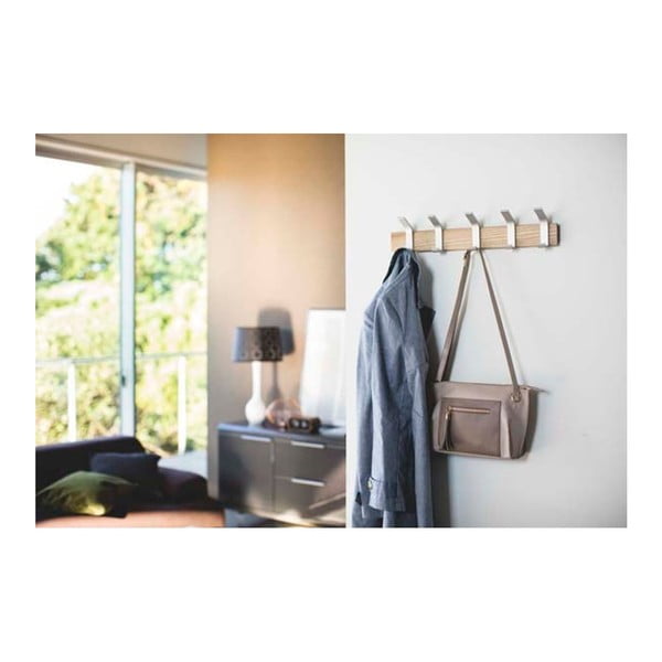 Matētas sudraba krāsas/dabīga toņa oša masīvkoka sienas pakaramais Rin – YAMAZAKI-image-3