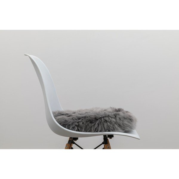 Pelēks aitādas krēsla sēdekļa paliktnis Native Natural Round, ⌀ 40 cm-image-3