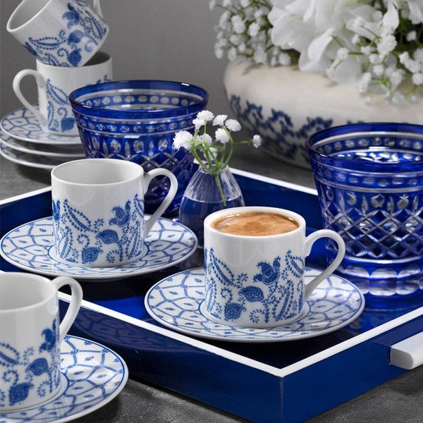 6 porcelāna tasīšu komplekts ar apakštasīti Kutahya Ornament, 50 ml-image-1