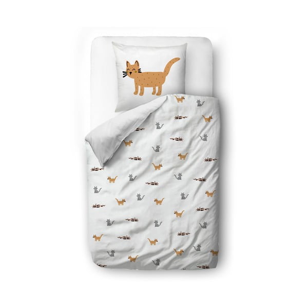 Vienguļamā bērnu gultas veļa no kokvilnas satīna 135x200 cm Cats – Butter Kings
