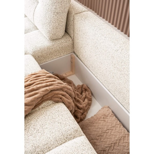 Krēmkrāsas salokāms modulārais stūra dīvāns ar uzglabāšanas vietu (ar kreiso stūri) Lulu – Miuform-image-2