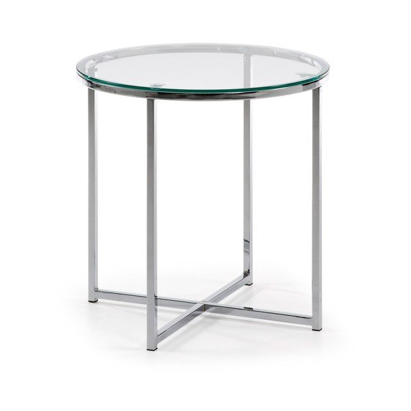 Apaļš sānu galdiņš ar stikla galda virsmu ø 50 cm Divid – Kave Home