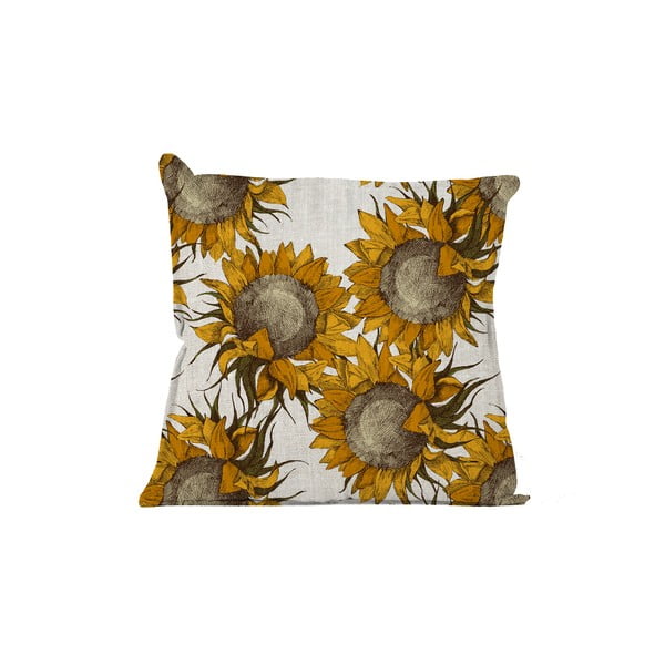 Bēšs spilvens ar saulespuķu motīvu Really Nice Things Sunflower, 45 x 45 cm