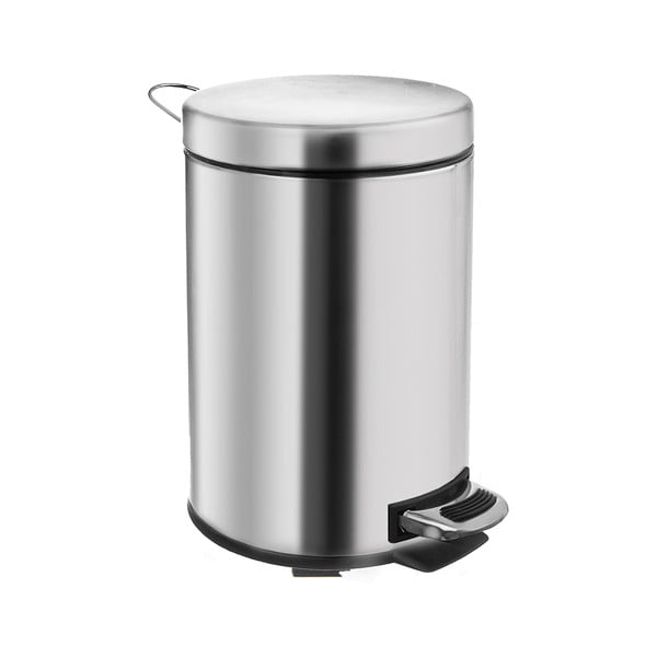 Spīdīgas sudraba krāsas nerūsējošā tērauda atkritumu tvertne ar pedāli 3 l – Orion-image-4
