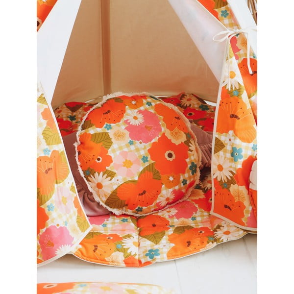 Oranžs bērnu rotaļu paklājs Picnic with Flowers – Moi Mili-image-2