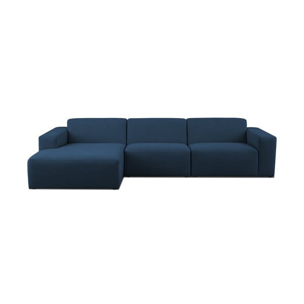 Tumši zils stūra dīvāns no buklē auduma (ar kreiso stūri) Roxy – Scandic