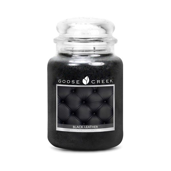 Aromatizēta svece stikla burciņā Goose Creek Black Leather, 150 degšanas stundas