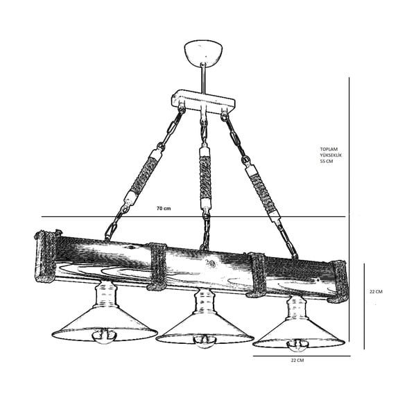 Gaiši brūna piekaramā lampa ar metāla abažūru Kütük Yanık – Opviq lights-image-2