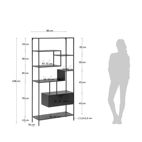 Melns grāmatplaukts Kave Home Shantay-image-4