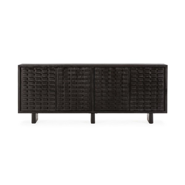 Melna mango masīvkoka kumode 200x80x40 cm Inaya – MOME