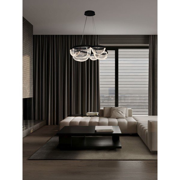 Matēti melna tērauda LED piekaramā lampa ar regulējamu spilgtumu ar stikla abažūru ø 83 cm Clair – Nova Luce-image-1