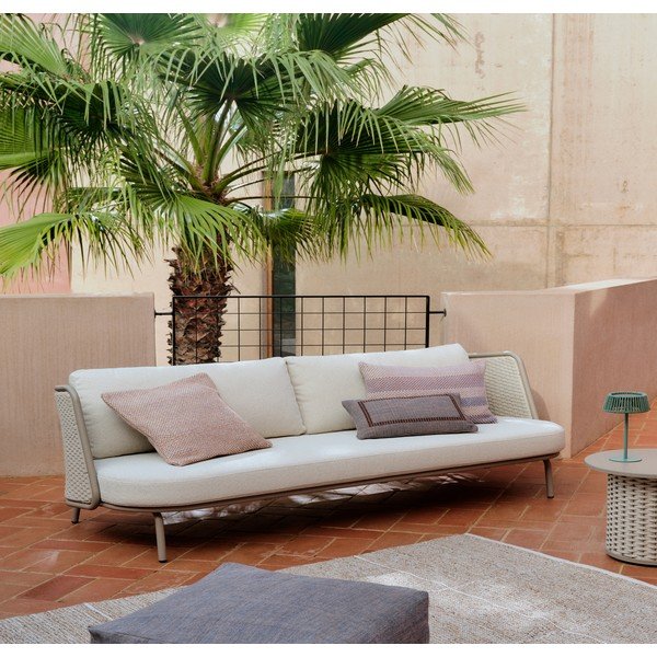 Bēšs/pelēkbrūns polsterēts dārza dīvāns Sedalis – Kave Home-image-1