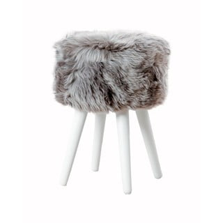 Krēsls ar pelēku aitādas sēdekli Native Natural White, ⌀ 30 cm