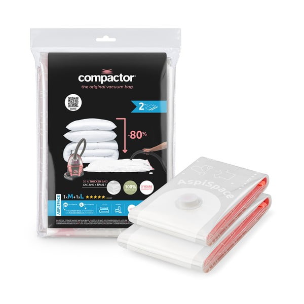 Vakuuma maisi apģērbam (2 gab.) Premium Valve M/L – Compactor
