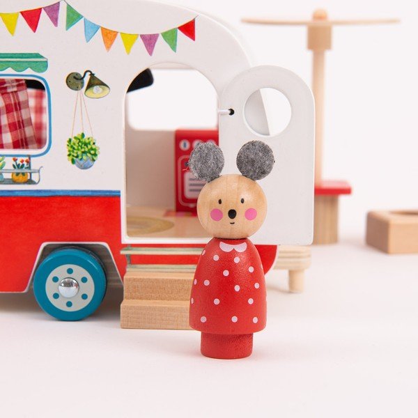 Koka rotaļu mašīna La Grande Famille Caravan – Moulin Roty-image-1