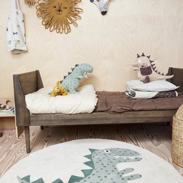 Zaļš ar rokām darināts bērnu paklājs no vilnas maisījuma ø120 cm Theo DIno – OYOY Mini-image-1