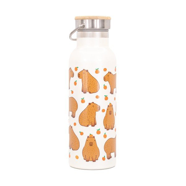 Brūna/krēmkrāsas nerūsējošā tērauda pudele ceļojumiem 425 ml Capybara – Sass & Belle