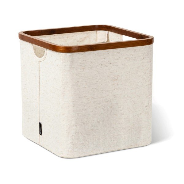 Krēmkrāsas tekstila uzglabāšanas kaste 30x30x30 cm Bamboo/Linen Cube – Bigso