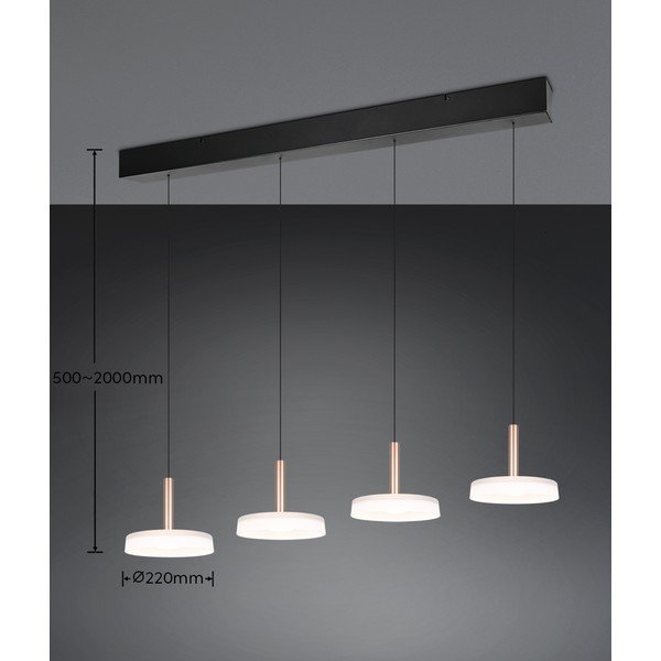 Melnbalta/zelta krāsas LED piekaramā lampa ar regulējamu spilgtumu un stikla abažūru Celeste – Trio-image-4