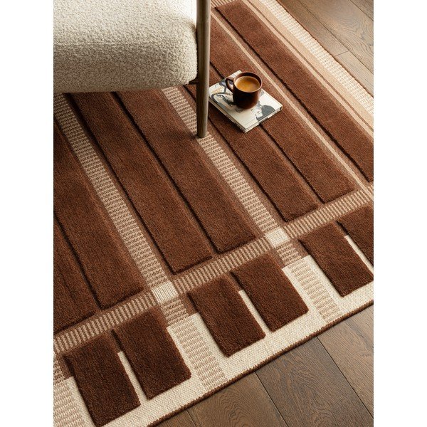 Brūns/bēšs ar rokām darināts vilnas paklājs 200x290 cm – Asiatic Carpets-image-2