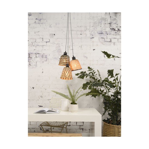 Bambusa griestu lampa ar 3 spuldzēm Good&Mojo Kalimantan-image-1