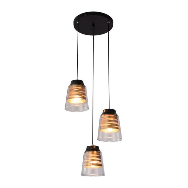 Melna piekaramā lampa ar stikla abažūru Fresno – Candellux Lighting-image-2
