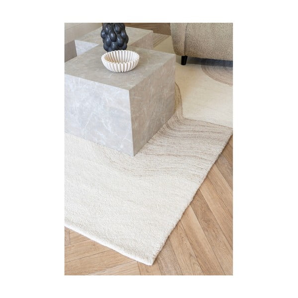 Krēmkrāsas ar rokām darināts vilnas paklājs 160x230 cm Surat – House Nordic-image-4