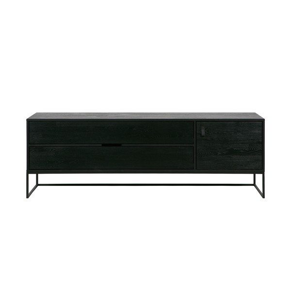 Melns oša masīvkoka TV galdiņš 180x61x44 cm Silas – WOOOD