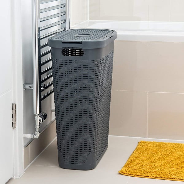 Pelēks veļas grozs Addis Rattan Effect Slim Hamper, 40 l-image-2