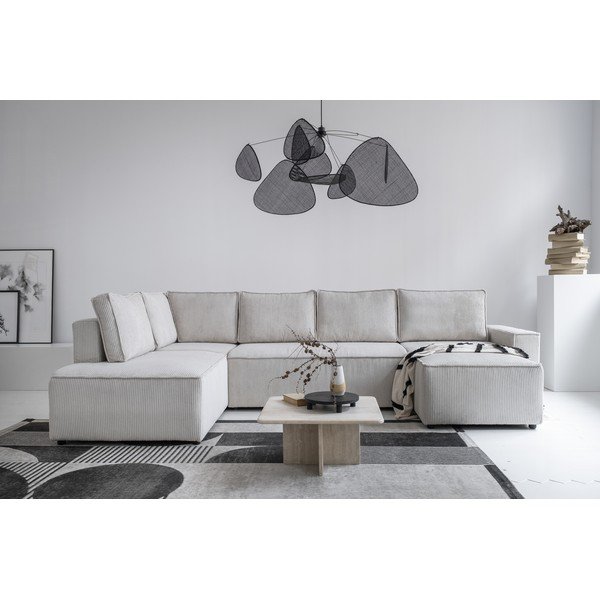 Balts velveta salokāms stūra dīvāns (ar kreiso stūri/U veida) Brave Dave – Miuform-image-4