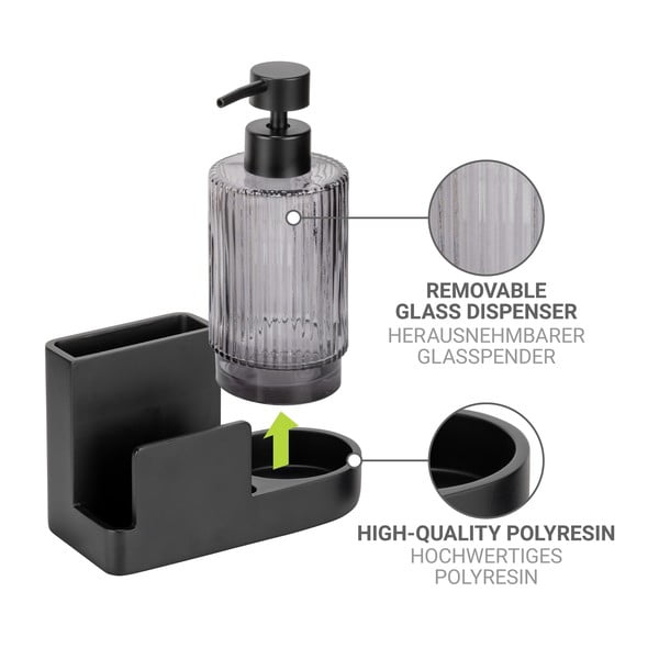 Melns mazgāšanas līdzekļu turētājs no polirezīna Pina – Wenko-image-3