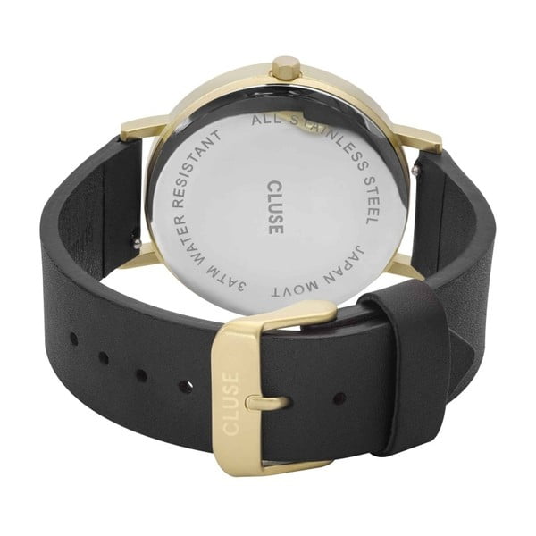 Sieviešu pulkstenis ar melnu ādas siksniņu un baltu marmora ciparnīcu Cluse La Roche Star-image-2