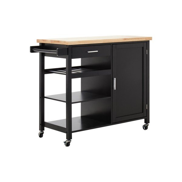 Gumijkoka masīvkoka servēšanas galdiņš uz riteņiem 48x105 cm Frankfurt – Premier Housewares