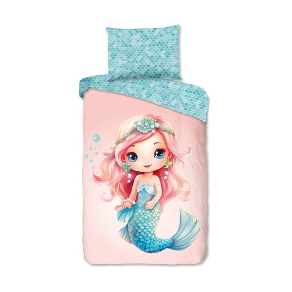 Zila/rozā vienguļamā kokvilnas bērnu gultas veļa 140x200 cm Alisse – Good Morning