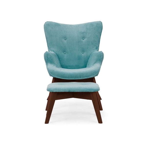 Tirkīzzils velveta atpūtas krēsls ar kāju balstu Niko – Ropez-image-3